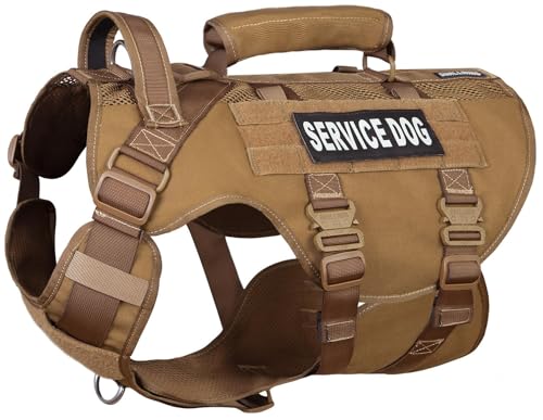 DNALLRINO Taktisches Hundegeschirr, Hebegeschirr für Mittelgroße Große Hunde, Air Mesh einstellbar Service Hundegeschirr mit 39g Metallschnalle für die Ausbildung Wandern