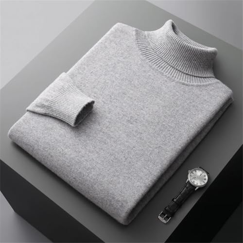 Men's Cashmere Sweater Knitted Pullover Padded Warm Turtle Neck Loose Sweater3