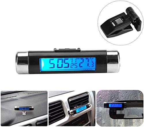 Mini Horloge Digitale Pour Voiture – Affichage LCD Rétroéclairé, Thermomètre Intégré, Fixation Tableau De Bord