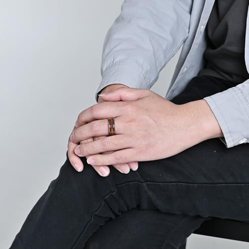 Bague mariage tungstène bois 8mm alliance argent