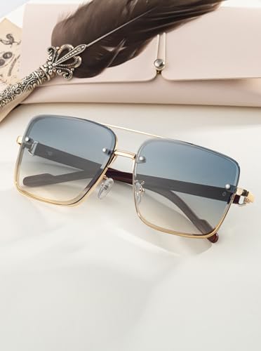 Image of Classic Mens Sunglasses Fashion Gold Frame Shades for Men UV 400 Protection Sunnies(7563)