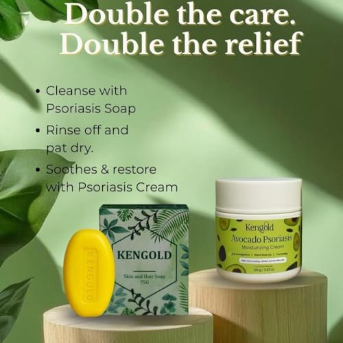 Image of Kengold Psoriasis Skin & Hair Soap+Cream+Oil | Purify Skins | Pain Relief With Natural Ingredients (Psoriasis Soap+Cream Combo)