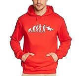 Coole-Fun-T-Shirts Herren Snowboard Evolution Hoodie Sweatshirt, rot, L