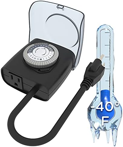 GE Extreme Weather Outdoor Mechanical Timer, 24 Hour Heavy Duty Plug-in, Operational Down to -40 Degrees Fahrenheit, 1 Grounded Outlet, Ideal for Engine Block Heaters, Outdoor Lighting, and more 31277