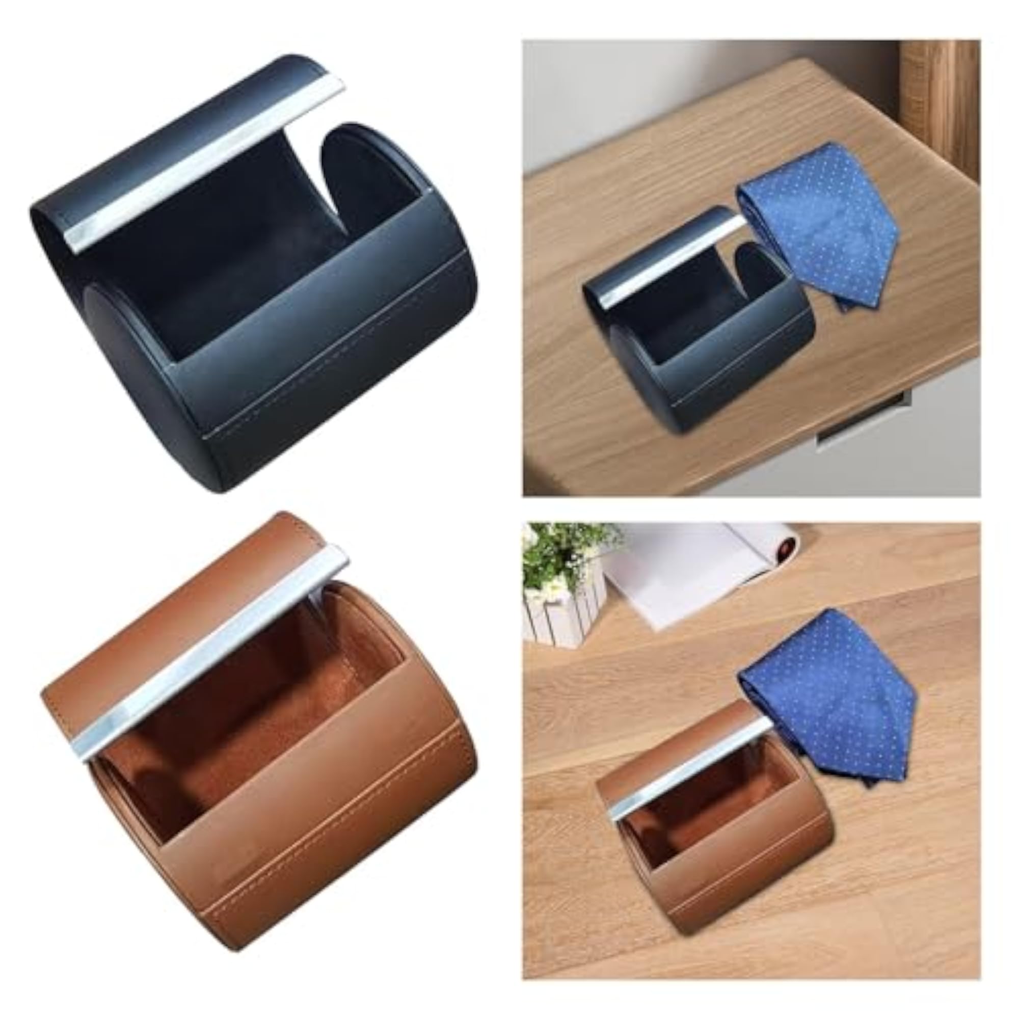 Travel Tie Case for Men, PU Leather Tie Box