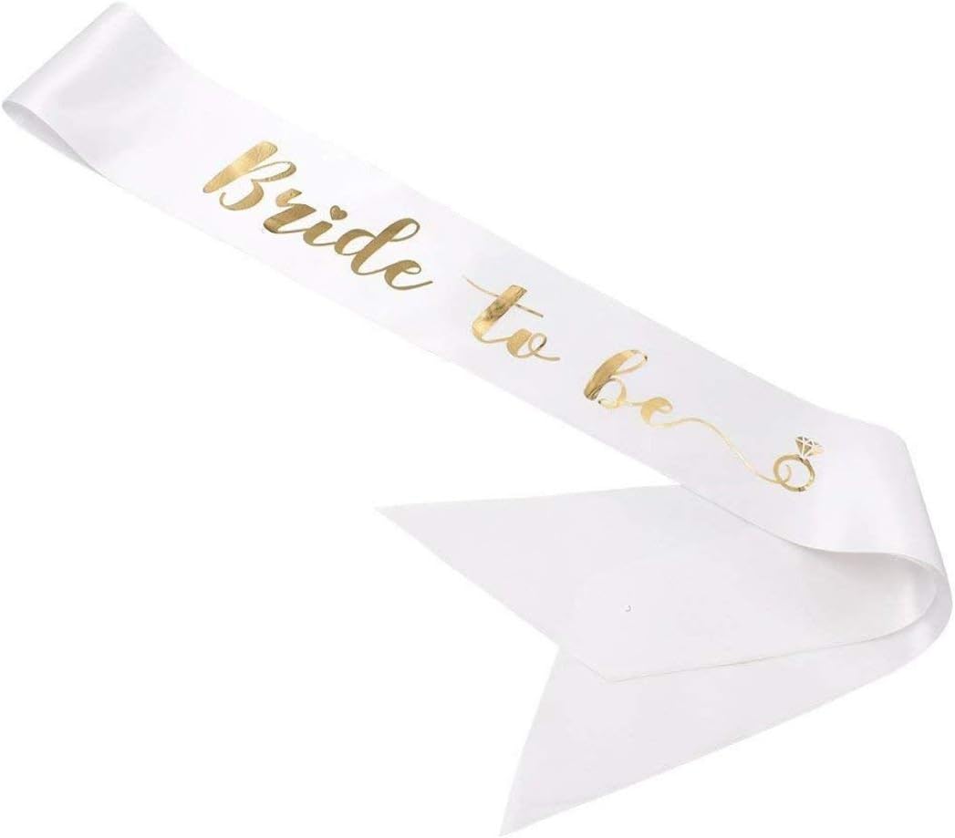 LaVichitra Bride to be Sash, Bachelorate Party Sash (White Free Size)