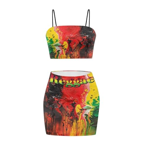 Image of 2025 Sexy Spaghetti Strap Crop Tops and Bodycon Skirt Casual 2 Piece Set S-4XL