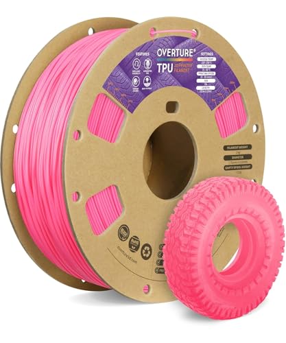 Image of OVERTURE TPU Filament 1.75mm Flexible Roll, 95A Soft 3D Printer Filament, 1kg Spool (2.2 lbs), Fit Most FDM Printer (TPU Bright Pink)