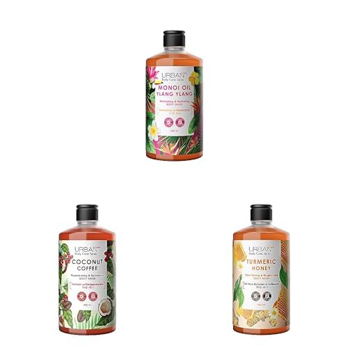 Urban Care Body Series Monoi Refreshing Duş Jeli 500 ml + Coconut Coffee Yenileyici ve Pürüzsüzleştirici Duş Jeli 500 ml + Turmeric Honey Cilt Tonu Eşitleyici ve Aydınlatıcı Duş Jeli 500 ml (Vegan)