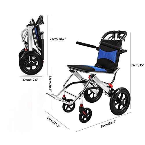 Foldable Wheelchairs, Travel Wheelchairs, Aluminum Alloy Lightweight Portable Transportation Wheelchair Trolleys For Elderly Aircraft Travel (Size : 21.3"X31.9"X39" Inches) #TOP1