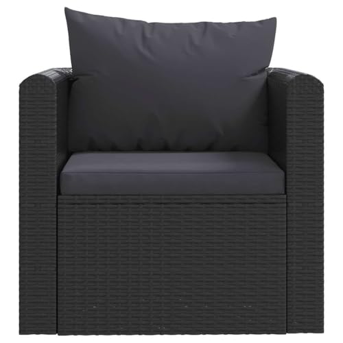 Fauteuil en polyrotin noir extérieur résistant aux intempéries - 5
