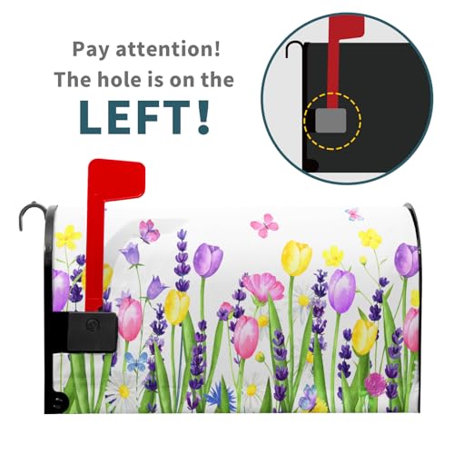 Image of Spring Summer Flowers Mailbox Cover Magnetic Oversize 25x21 Inch Spring Summer Flowers Mailbox Wraps Welcome Seasonal Post Letter Box Decor for Home Garden Yard