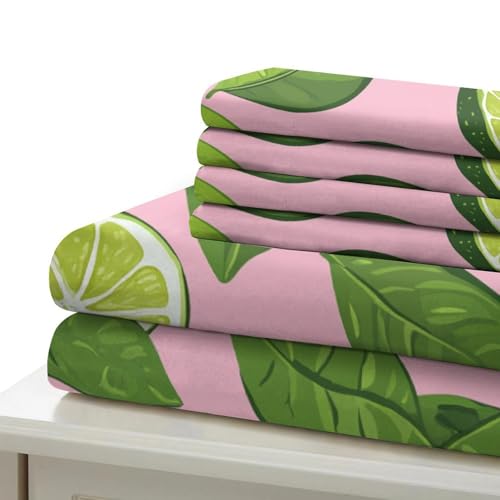Housse de couette citron vert 140x200 parure 3d microfibre