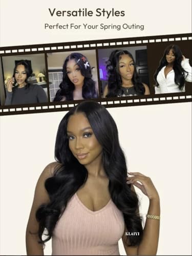 Image of KLAIYI Wear And Go Glueless Wig Bye Bye Knots 13x4Precut Lace Front Wigs Human Hair Loose Body Wave Wig Pre Bleached Pre Everything Pre Plucked with Baby Hair 3S Ready to Wear Beginner Friendly 22Inch