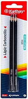 Kathay 86233310 Set of 2 Charcoal Pencils, Medium Lead 4 mm, Perfect for Drawing
