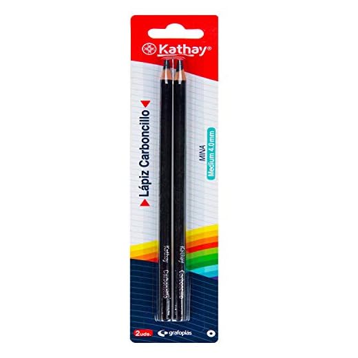 Kathay 86233310. Set de 2 Lápices Carboncillo, Mina Medium 4.0mm, Perfecto para Dibujar