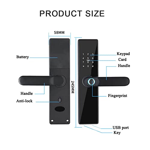 Serrure de porte intelligente à empreinte digitale et code numérique rechargeable pour maison - 5