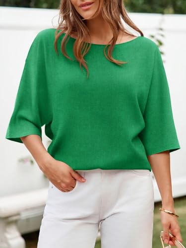 Image of Cicy Bell Womens Half Sleeve Sweaters Oversized Boat Neck Knitted Pullover Sweater Trendy Casual Loose Fit Fall Tops