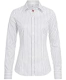 GREIFF Größe 42 Corporate Wear Modern with 37.5 Damen Bluse Langarm Slim Fit Hellgrau Gestreift Modell 6519 1780