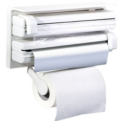 Triple Paper Dispenser For Cling Film Wrap Aluminium Foil & Kitchen Roll