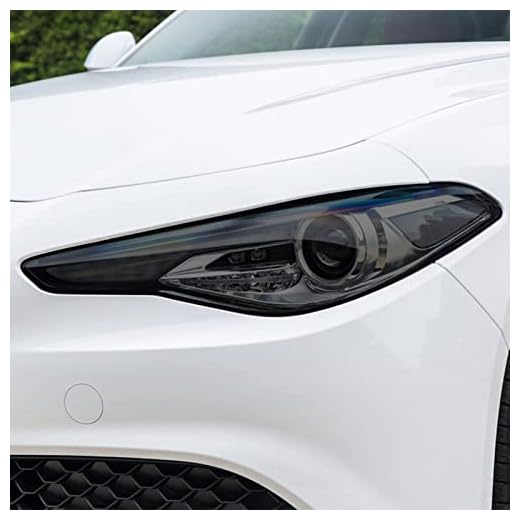 TIANAILU 2 st bilstrålkastare skyddsfilm rökt svart nyans vinyl TPU klistermärke, för Alfa Romeo Giulia 952 2016-nutida yttre tillbehör