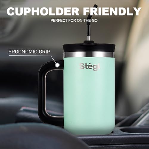 Image of Tumbler with Straw - 900ML Insulated Coffee Tumbler with Handle | Keeps Drinks Hot 12h Cold 24h | Leakproof Travel Sipper for Office Gym