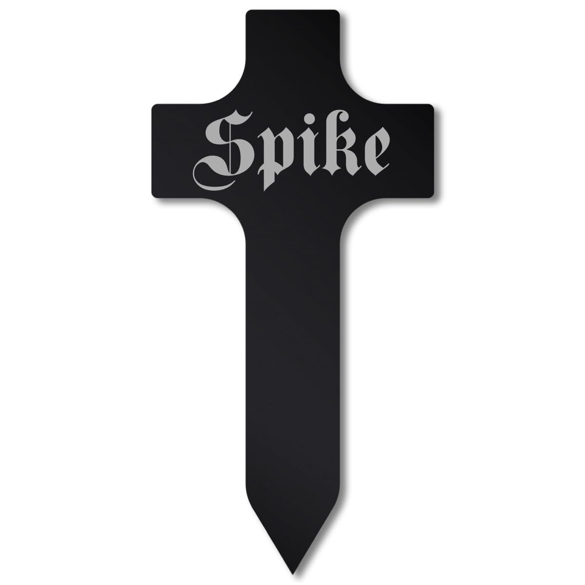 Paule Black Personalisiertes Tier Grabkreuz mit Text Gravur - Acrylglas Schwarz Hochglanz 150 x 300 mm - wetterfest, für Hund, Katze und alle Haustiere, individueller Text