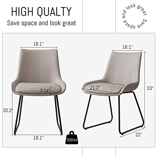 Hipihom Dining Chair Set Of 2, Modern Faux Leather Upholstered Side Chair For Kitchen Living Dining Room (2 Light Grey With Black Legs) #TOP2