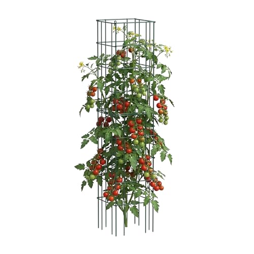 Image of Vego Garden Tomato Cage 16.5 inch Square Heavy-Duty for Garden & Pots, Rust-Resistant Tomato Stackable Heavy Gauge Plant Cage Trellis Support for Climbing Vegetables Plants