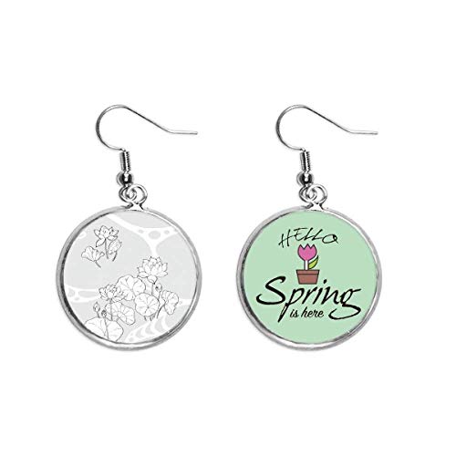 Pendientes de flor de loto colgantes en plata con diseño vegetal de primavera para mujer