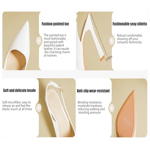 Women'S Closed Pointed Toe Platform Stiletto Slingback Pumps Fashion Patent Leather Ankle Strap Sexy High Heel Backless Sandals Evening Wedding Party Office Heel Dress Shoes2