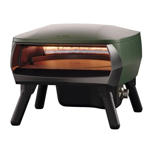 Witt PICCOLO Rotante 13" Outdoor Pizza Oven - Compact, Portable Gas Pizza Oven with Rotating Stone & C-Shaped Burner | Ideal for Small Spaces, Easy to Clean, Restaurant-Quality Pizzas at Home – Green