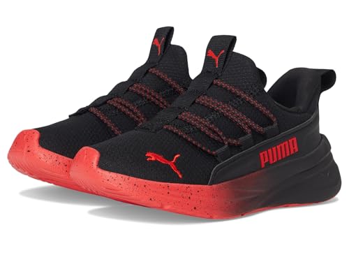 PUMA Softride One4All Slip On Shoes Sneaker, Black-for All Time Red AH25, 2 US Unisex Little Kid