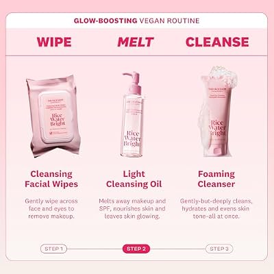 The Face Shop Rice Water Bright Light Facial Cleansing Oil, Daily Makeup Remover, Oil Cleanser, Vegan, Korean Skin Care with Jojoba Oil, Face Pore Cleanser, 150ml