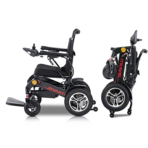 Folding Electric Wheelchair, Mobility Scooter, Lightweight Wheelchair, Adjustable Seat, Armrests And Footrests, 15 Miles Of Battery Life, Suitable For Indoor And Outdoor (Black Plus) #TOP30