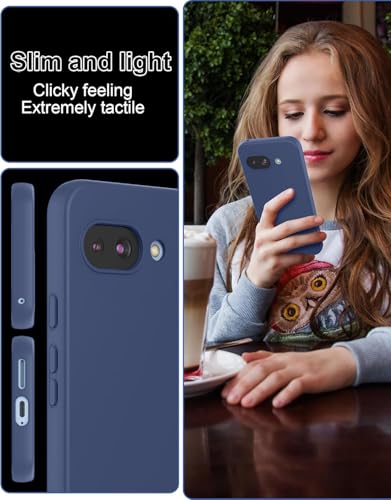 Image of MOBILOVE Back Cover Case for Google Pixel 9a | Pure Liquid Soft Matte Silicone Case with Logo and Comes with Camera and Screen Protection Back Cover for Google Pixel 9a (Blue)