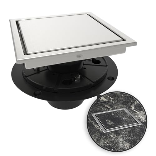 WEBANG Siphon de Douche carré de 15,2 cm avec Bride réversible 2 en 1, Grille Amovible en Acier Inoxydable SUS304 certifié CUPC brossé