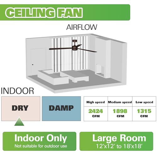 Image of Ceiling Fan with Lights, 42 inch Ceiling Fan with Remote Control, Quiet Reversible Motor, E26 base (Bulb not Included), Ceiling Fans for Living Room, Bedroom, Kitchen, ETL DOE CEC Listed - Black