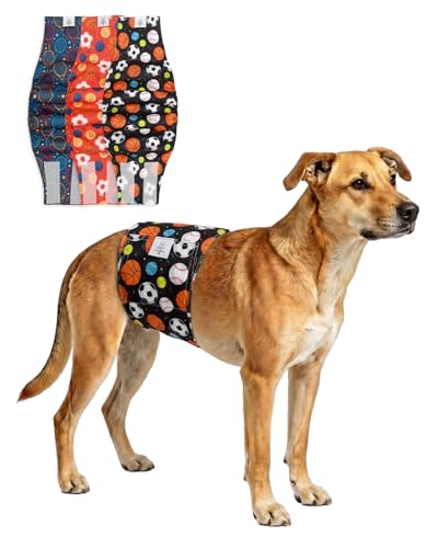 Image of CuteBone Dog Diapers Male Belly Bands 3 Pack for Male Dogs Reusable Puppy Wraps