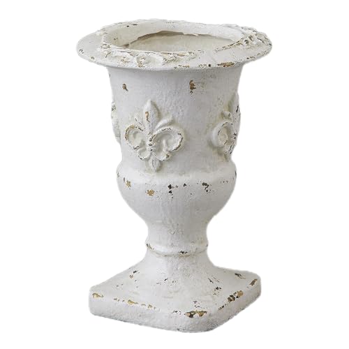 SOFE 16" Tall Vintage Resin Urn Planter with Fleur-de-Lis