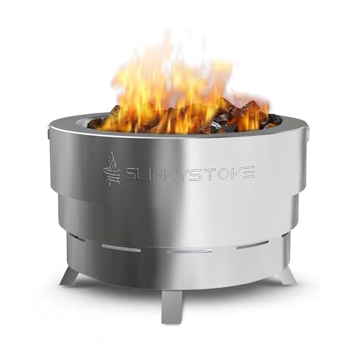 Slinky Stove Smokeless Fire Pit for Outdoor Wood-Burning - 23-Inch Patented Collapsible Firepit with...