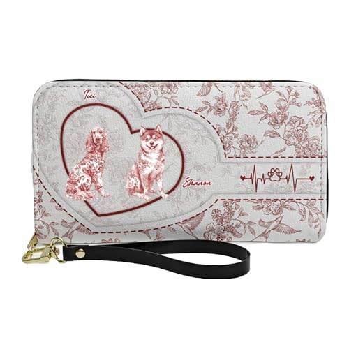 Macorner Personalized Long Wallet For Women, Toile De Jouy Dog Owner Gift for Fur Mom, Women Purse, Pet Lovers Presents