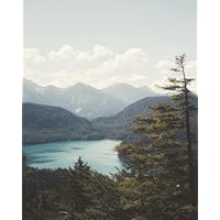 Nature Mountain Lake and Forest Landscape Journal Notebook - 8x10 in - 200 Pages - College Rule