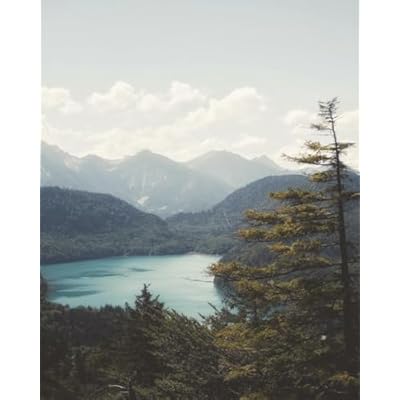 Nature Mountain Lake and Forest Landscape Journal Notebook - 8x10 in - 200 Pages - College Rule