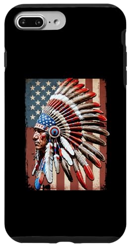 Coque pour iPhone 7 Plus/8 Plus Indien amérindien, drapeau américain, chef autochtone
