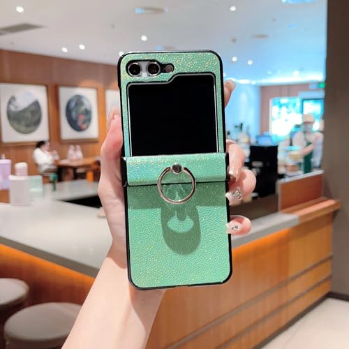 Étui Galaxy Z Flip 3 en cuir litchi vert antichoc et élégant