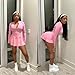 Adogirl Womens Flared Tennis Skirt Sets Slim Zip Up Jacket 2 Piece Outfits Athletic Matching Mini Dress with Shorts Pink XXL