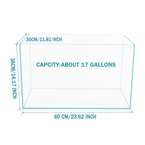 Image of Ultra Clear Rimless Low Iron Glass Aquarium Tank (W23.62xD11.81xH14.17 inch(60x30x36cm)) 6mm Thickness Include Black Leveling Mat