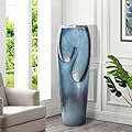 watnature 38.7”Tall Outdoor Water Fountains and Waterfalls - Indoor Water Urn Fountain, Modern Floor Standing Water Fountains with LED Lights and Pump for Garden, Patio, House Decor