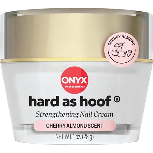Onyx Professional Hard as Hoof Nail Strengthening Cream, Cherry Almond Scent - Made in USA, Nail Growth & Conditioning Cuticle Cream Stops Splits, Chips, Cracks & Strengthens Nails, 1 oz